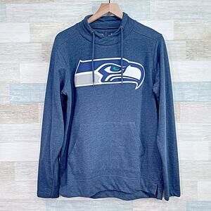Seattle Seahawks Big Logo Cowl Sweatshirt Blue Football NFL Mens Medium